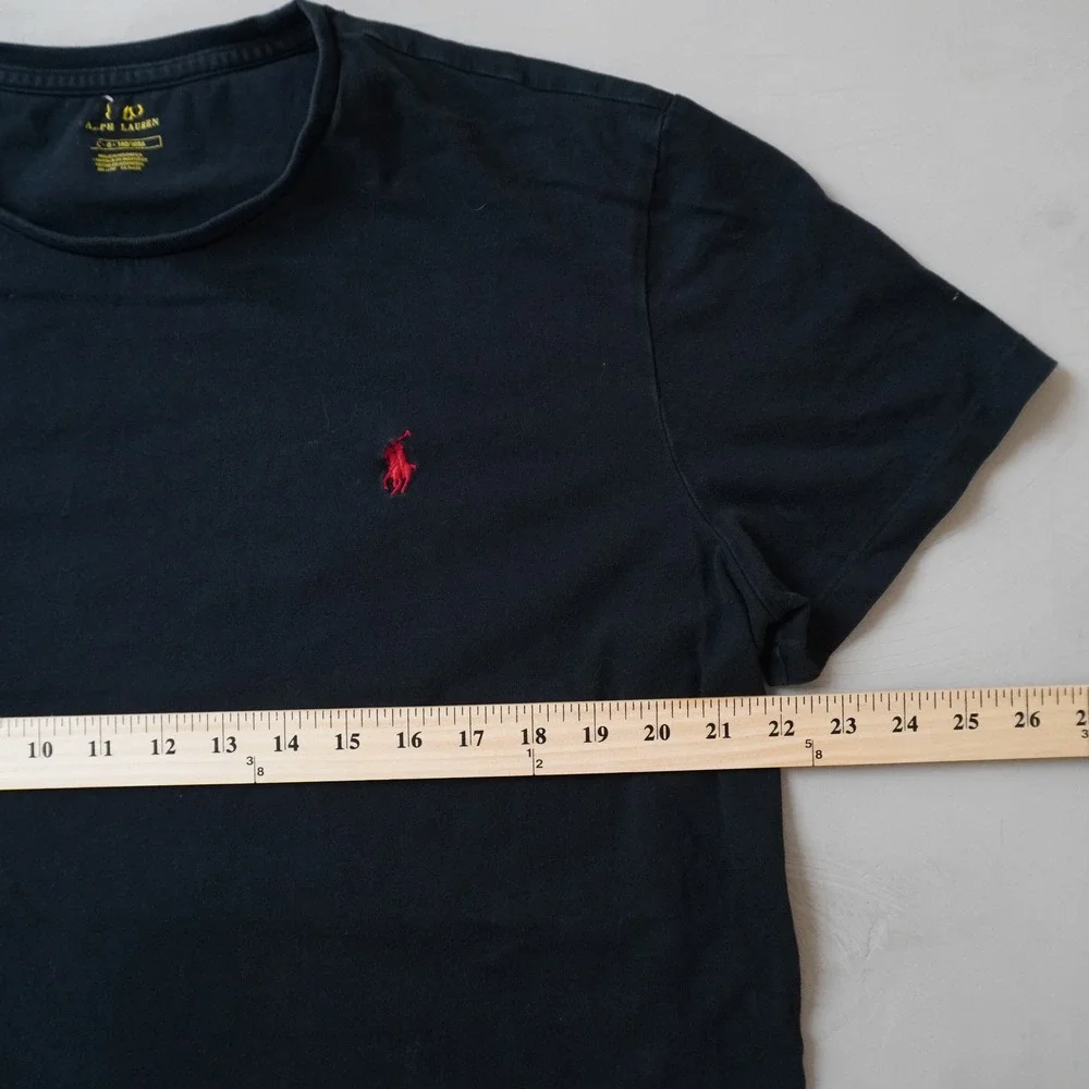 Polo Ralph Lauren Mens T-Shirt Large Black Short Sleeve Red Pony Logo Cotton
